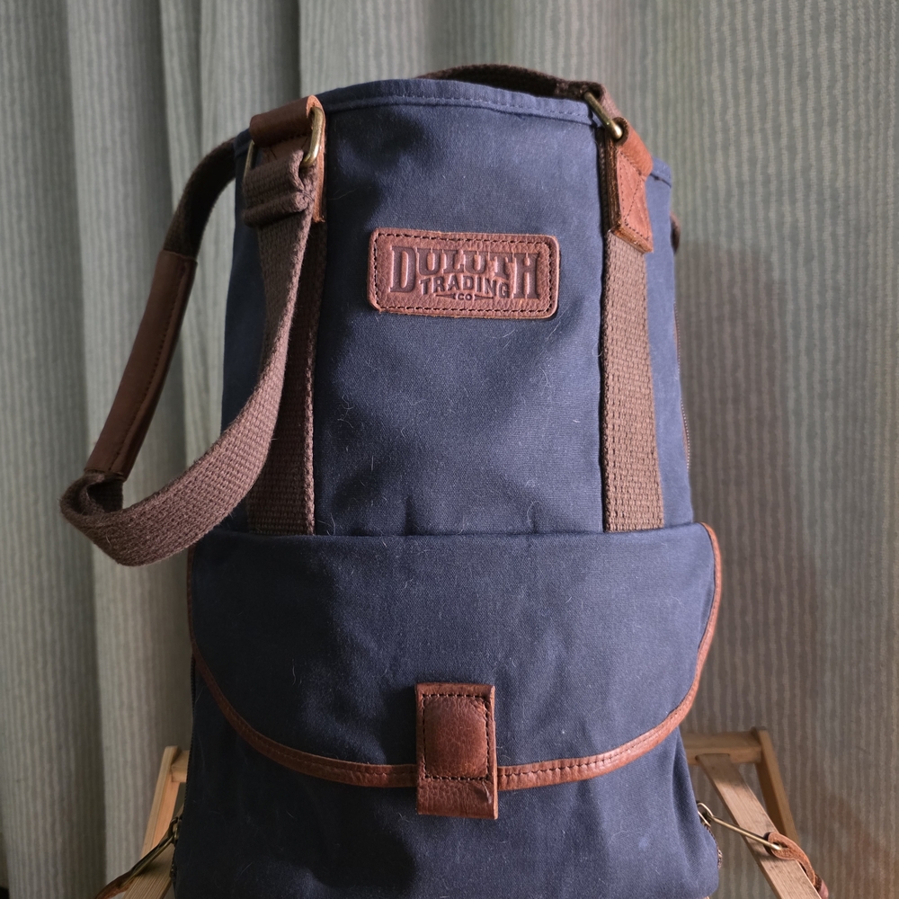 Duluth Trading Co Navy and Brown Tote Bag